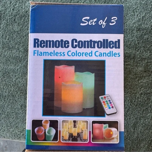 Two Elephants Remote Controlled Flameless Colored Candles Set of 3 BRAND NEW - Picture 3 of 4